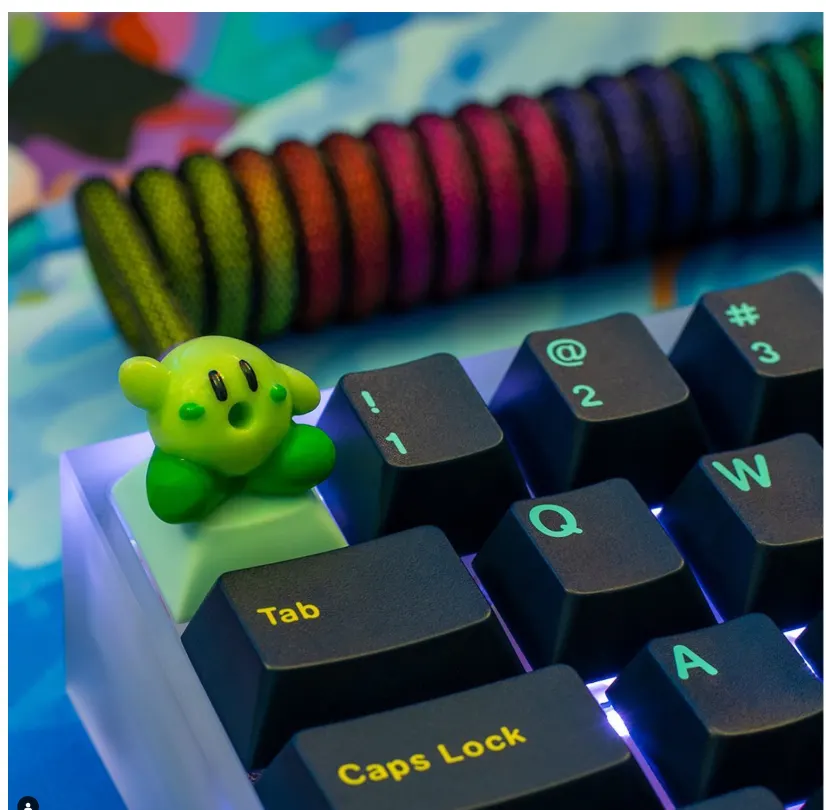 Colorful mechanical keyboard with artisan keycaps